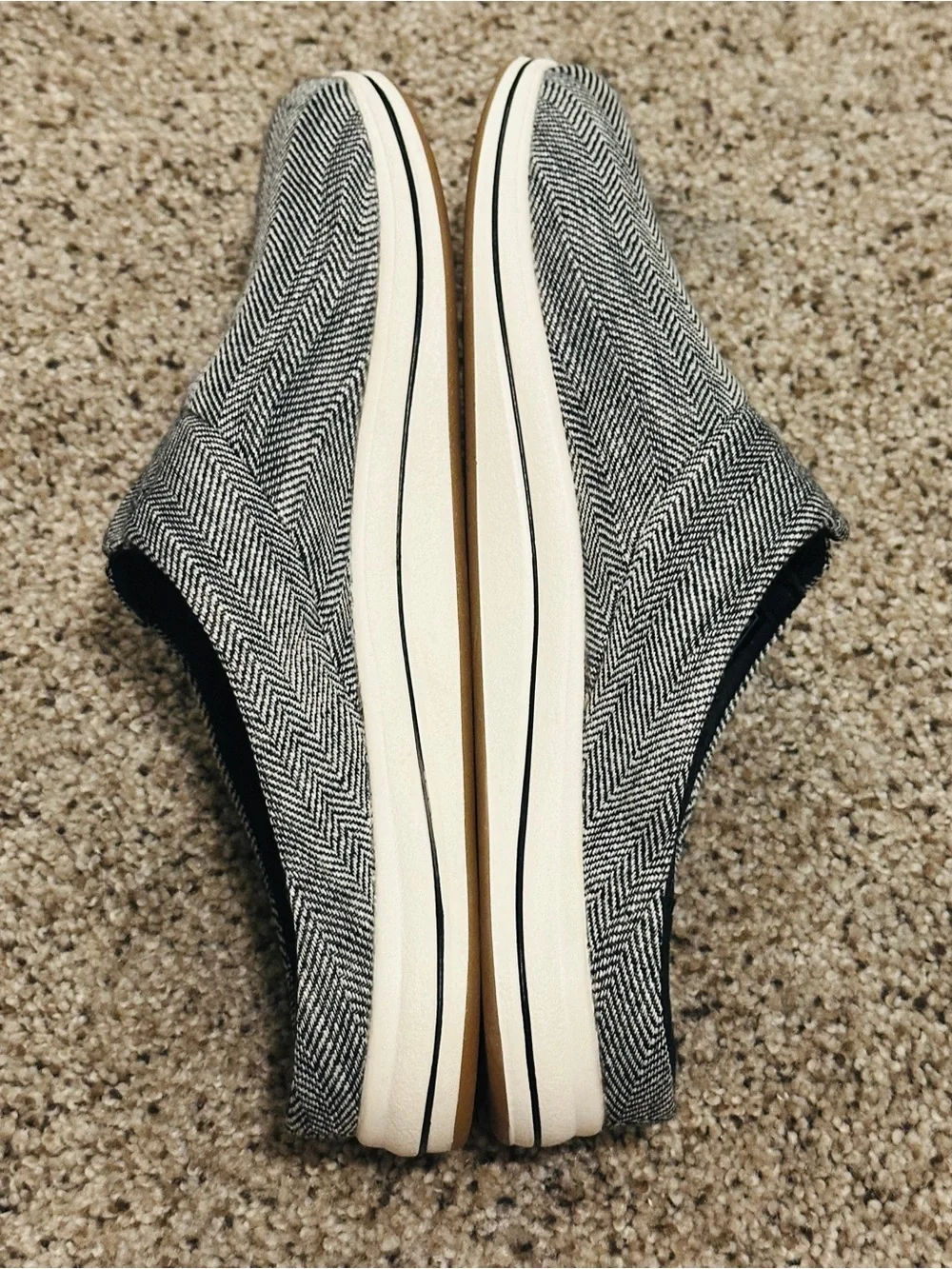Cloudsteppers by Clarks Men's Black & White Herringbone Slip-On Loafers